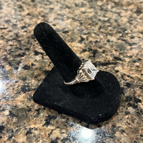 Sterling Silver and Cubic Zirconia Princess Cut Ring - Picture 3 of 5